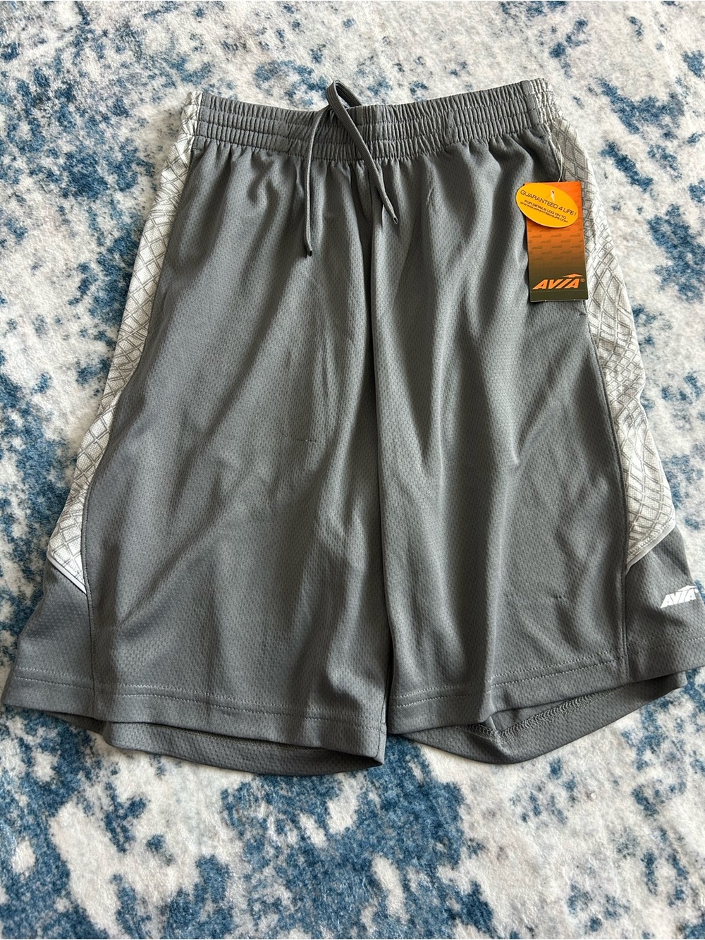 Avia • Men's Gray Athletic Mesh Shorts with White Side Panels • S